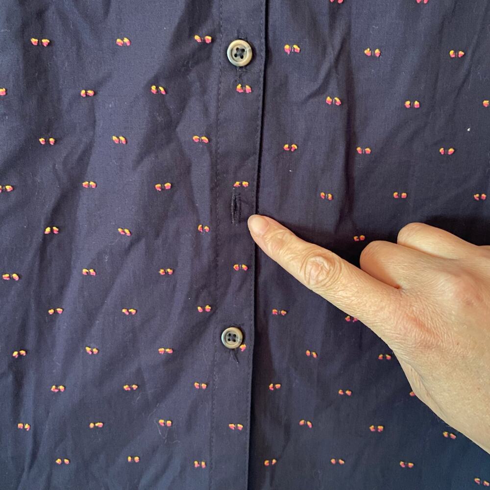 Maeve Anthropologie Navy Blue Polka Dot Button Down Shirt Preppy Women's size 4 - Picture 11 of 12